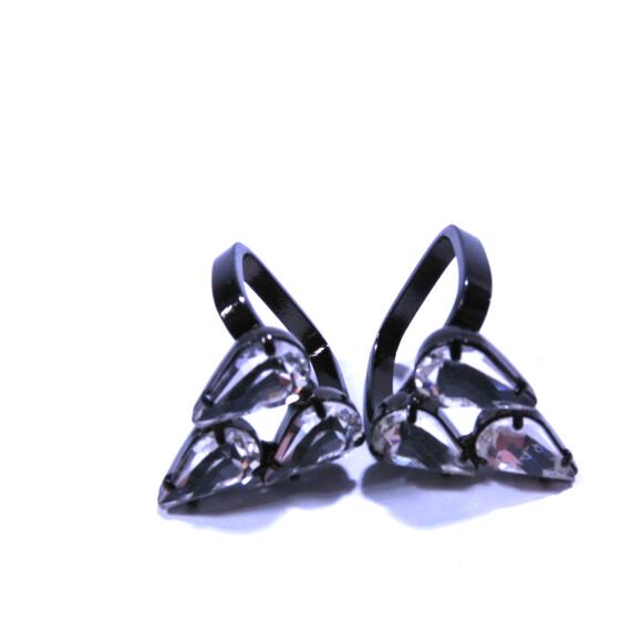 Joomi Lim Cascading Teardrop  Gunmetal Swarovski Crystal Ring Set NWOT 145 - Picture 2 of 4